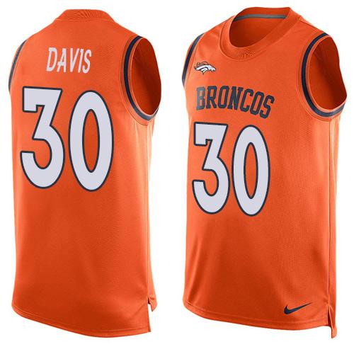  Broncos #30 Terrell Davis Orange Team Color Men's Stitched NFL Limited Tank Top Jersey